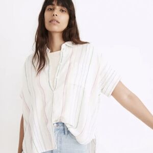 Madewell Central Shirt Linen Pastel Stripe‎